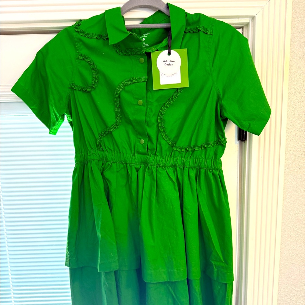 Girls Ribbon Short Sleeve Shirt Dress